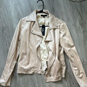 Edgy Attitude Taupe Vegan Suede Moto Jacket